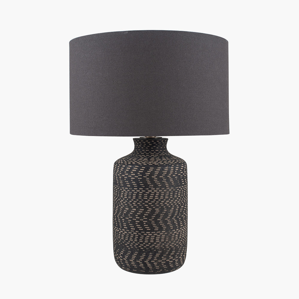 Atouk Textured Black Stoneware Table Lamp - Base Only